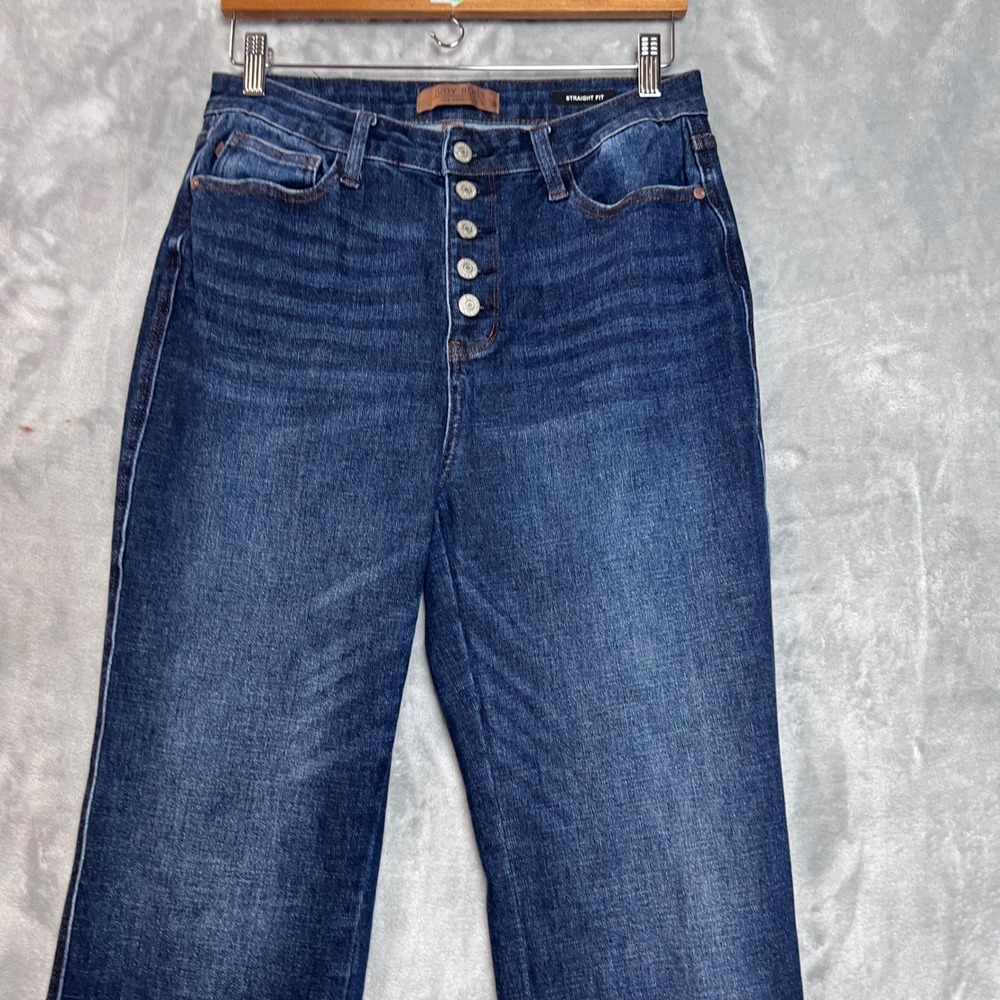 Judy Blue Jeans sz 30  Button Fly Straight Fit  Dark Wash Denim Pants High Rise - Picture 4 of 12